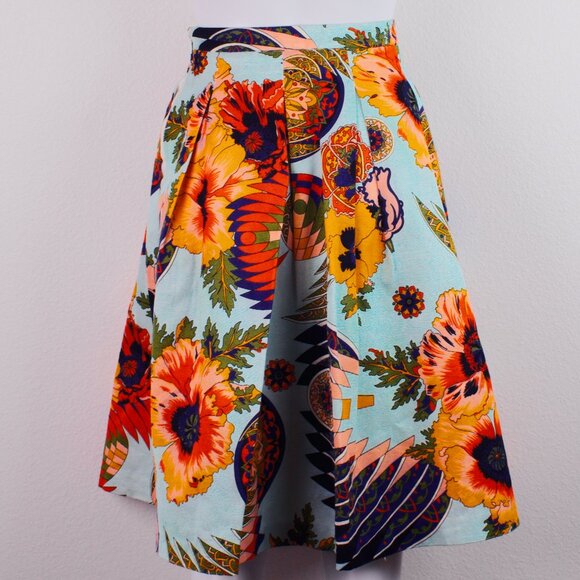 MSGM Pleated Floral Print Midi Skirt Multicolor Size 0 EU 32 UK 4 - Picture 3 of 8